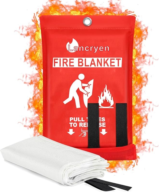 Lancryen Emergency Fire Blanket, Fire Extinguisher Blanket, Fire Suppression Fabric, Flame Retardant Towel Fire Safety