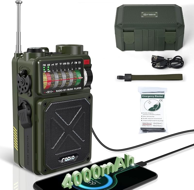 Emergency Radio Hand Crank Solar - NOAA/AM/FM Shortwave Radio for Camping — emergency crank radio for emergency crank