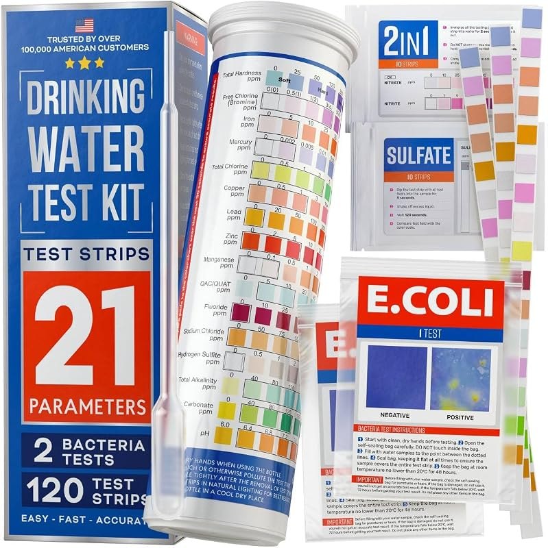 Bestprod All-New 21 in 1 Drinking Water Testing Kit Strips, Home Tap and Well Water Test Kit for Hardness, Lead, Iron