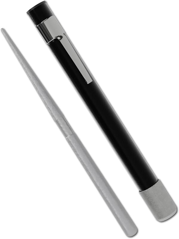 Wamery Serrated Knife Sharpener, Retractable Diamond Rod Pocket (Black) — bread for best chef knife travel compact