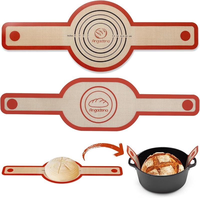 Silicone Bread Sling Oval and Round - Non-Stick & Easy Clean Reusable Oval Silicone Baking Mat for dutch oven. With