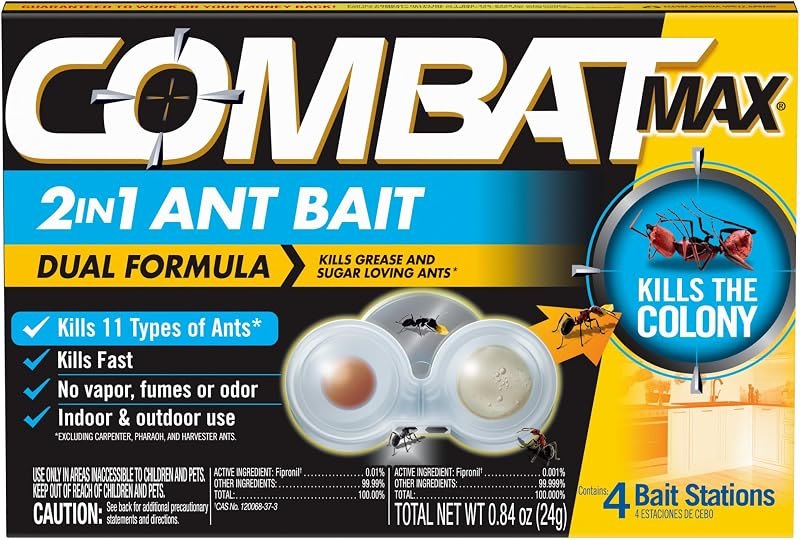 Combat Max 2in1 Ant Bait Station, Indoor & Outdoor Use, 4 Count — ant bait stations pack for ant bait stations