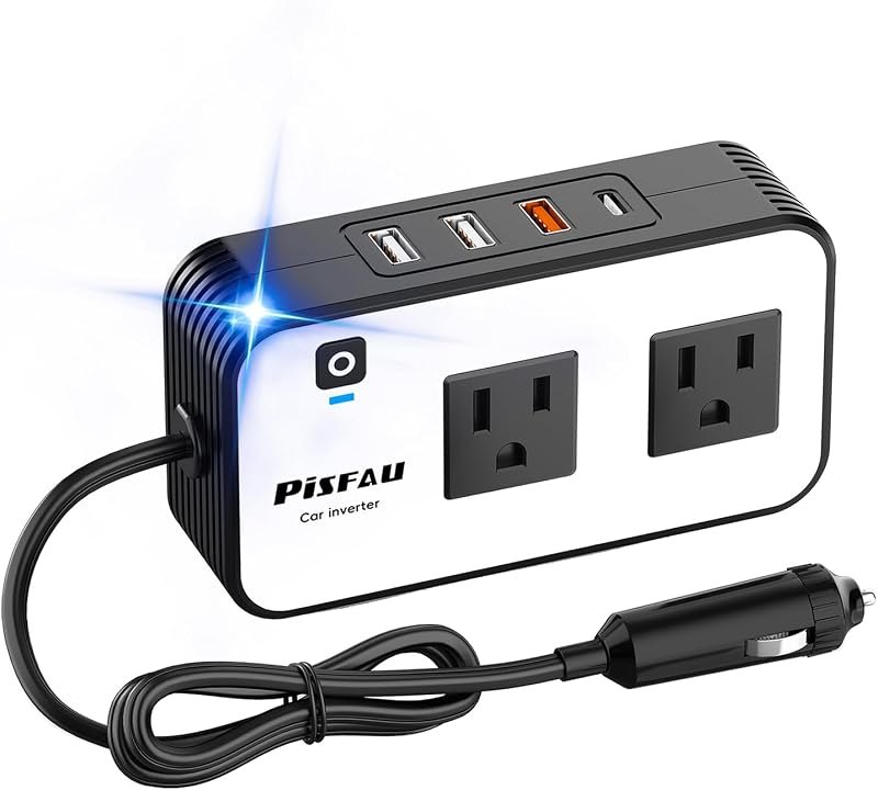 PiSFAU 200W Car Power Inverter - DC 12V to 110V AC Car Plug Adapter Outlet — inverter for best car organizer