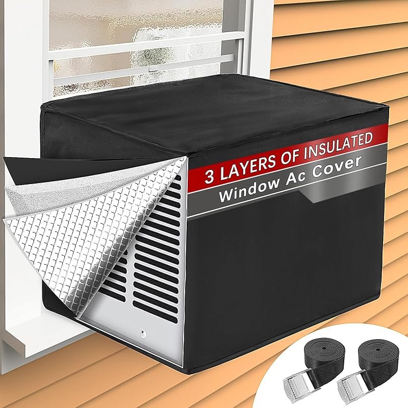 Window Air Conditioner Covers for Outside, 21"W x 15"H x 16"D, Black