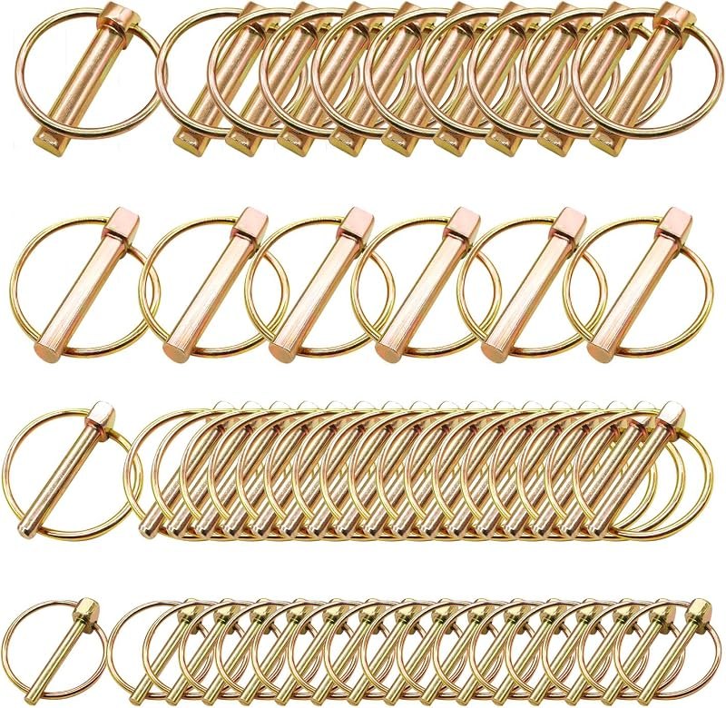 mankk 50PCS Heavy Duty Lynch Pin Assortment Kit Tractor Pins Linch Pins Ring Clips PTO Pin for Farm Tractors Trailers