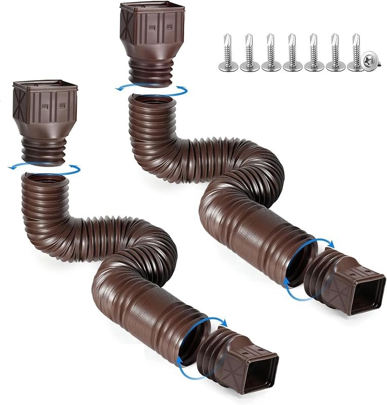 2 Pack Flexible Rain Gutter Downspout Extensions,Drain Downspout Extender,Gutter Extension Flexible,Down Spout Drain