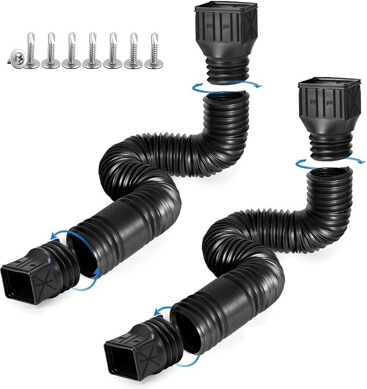 2 Pack Flexible Rain Gutter Downspout Extensions,Drain Downspout Extender,Gutter Extension Flexible,Down Spout Drain