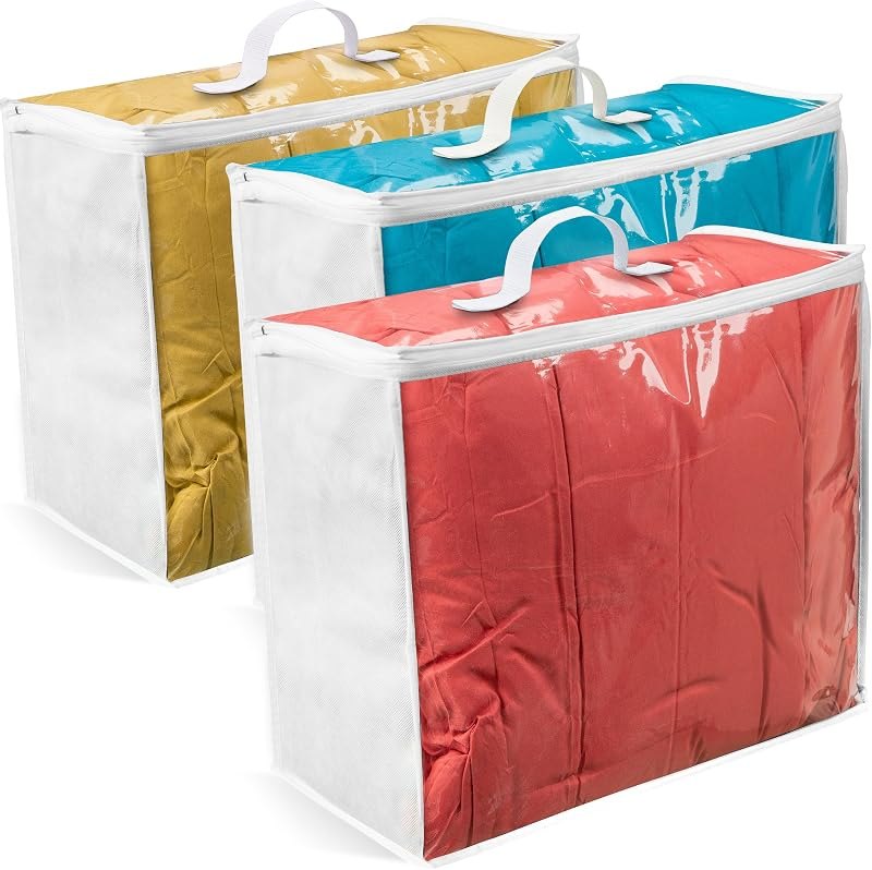 VitalUp Clear Plastic Storage Bags, Durable Zippered Storage Bags for Comforters, Blankets, Clothes, and Bedding -