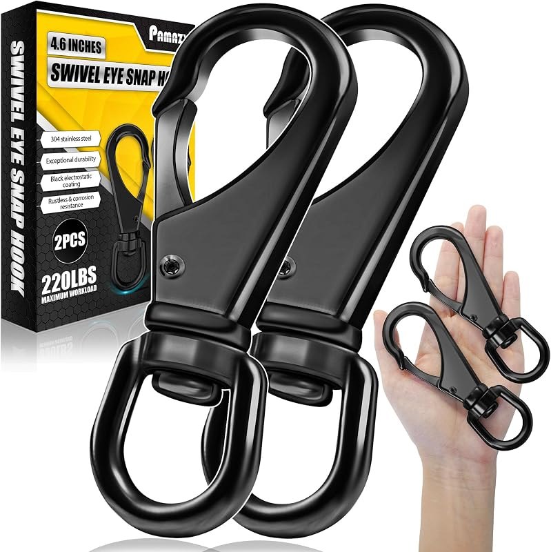 [Extra Sturdy] 4.6” SS Swivel Eye Snaps 220LBS Heavy Duty Flag Clips (2Pcs) — snap swivel for fishing swivels durable