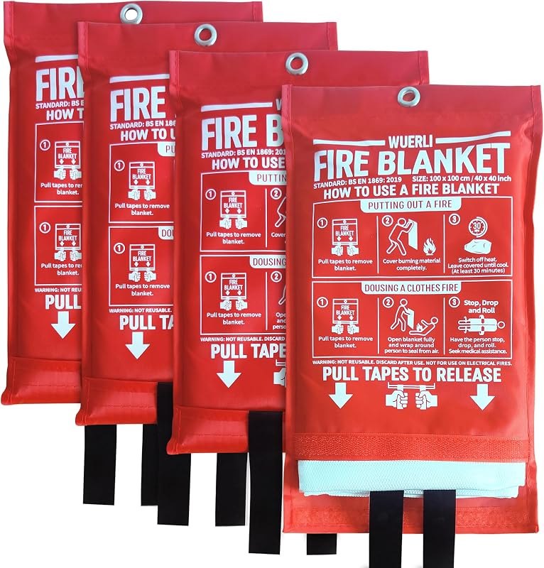 Fire Blanket for Home and Kitchen,40" x 40",4 Pack,Emergency Fire Blanket — stove fire suppression for fire blanket