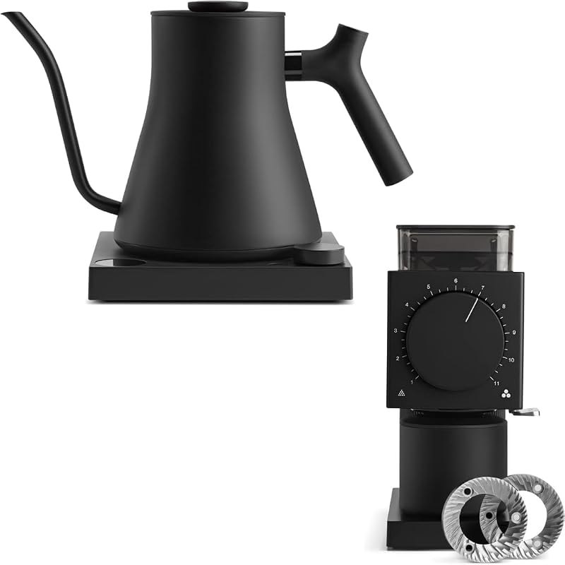 Matte Black Coffee Connoisseur Bundle: Fellow Stagg EKG Pro Electric Gooseneck Kettle + Gen 2 Ode Brew Grinder — Burr