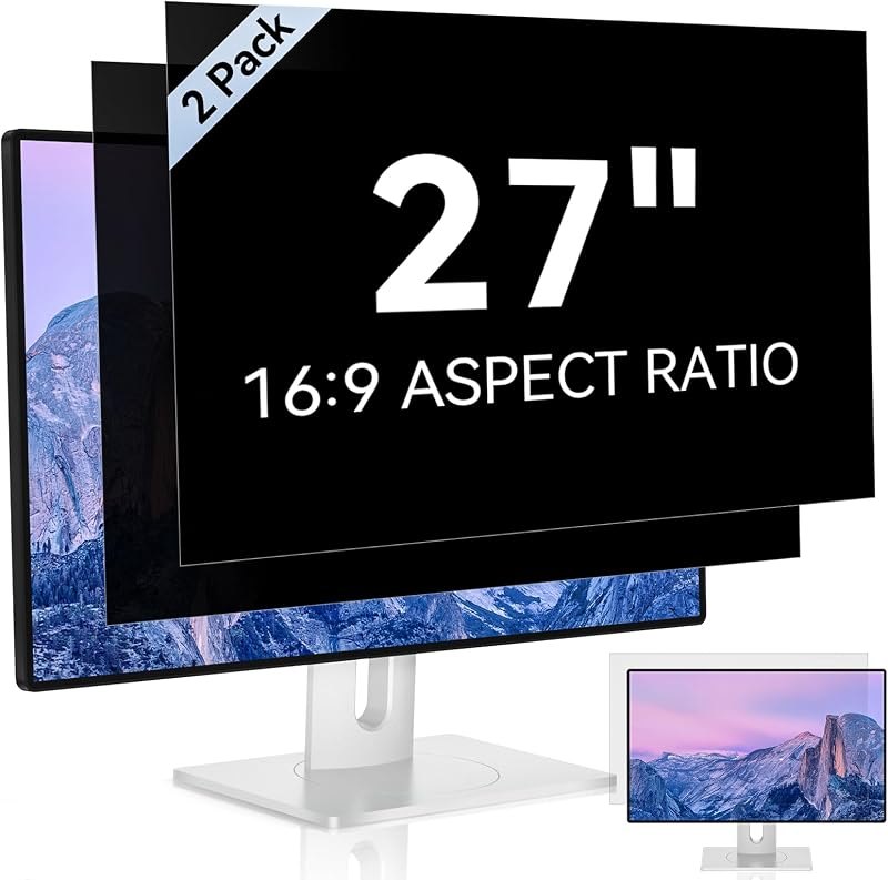 [2 Pack] 27 Inch Computer Privacy Screen Filter for 16:9 Widescreen Monitor — monitor privacy filter for laptop
