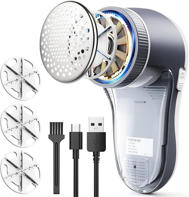 POPCHOSE Fabric Shaver, Lint Shaver with 6-Leaf Blade, Rechargeable