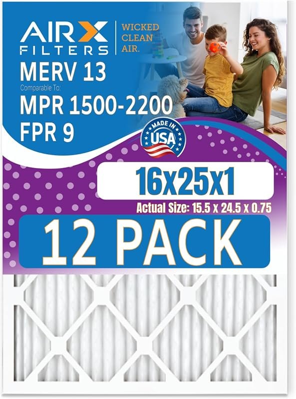 AIRx Filters 16x25x1 Furnace & AC Filter MERV 13 Health 12-Pack — merv 13 filter 16x25x1 kit for merv 13 filter