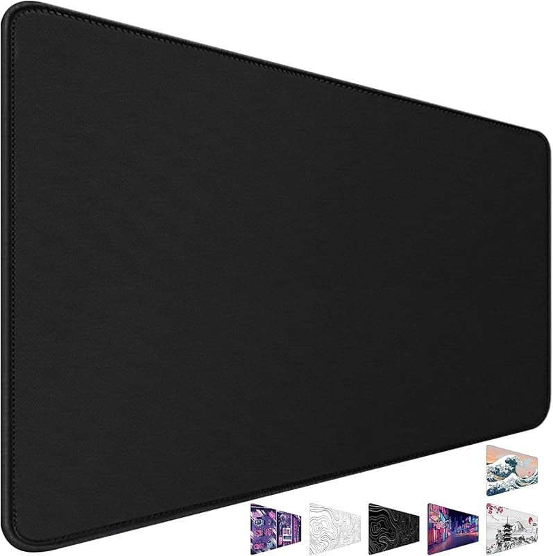 31.5" x 15.7" Waterproof Fabric Desk Pad Large Mouse Pad Office Game, Black — pad for best standing desk accessories