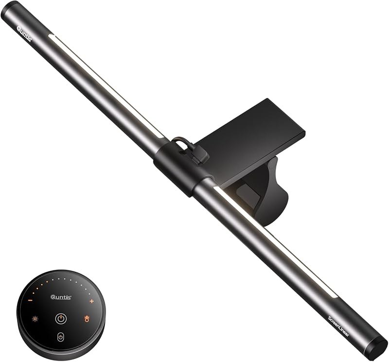 Quntis Computer Monitor Light Bar with Backlight, Desk Lamp with Remote — USB-C for best monitor light bar under 40
