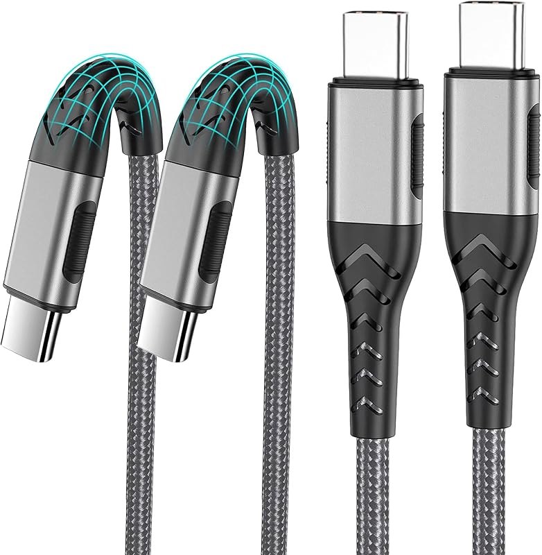 Durcord 2Pack 10ft USB C Charger Cable - 100W Fast Charging for Android/Phone/Pad, Type C to Type C Compatible with