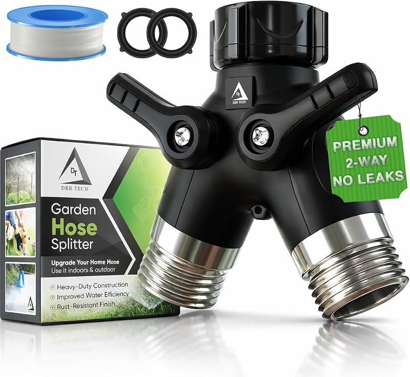DBR Tech® Garden Hose Splitter 2 Way Heavy Duty — hose splitter 2 way replacement for hose splitter 2 way under 30