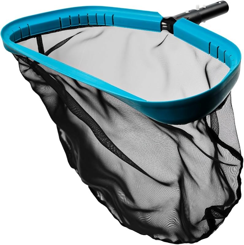 17.5" Aluminum Frame Pool Skimmer Rake Net, Deep Nylon Bag (No Pole) — leaf-net-pond for pond netting no subscription