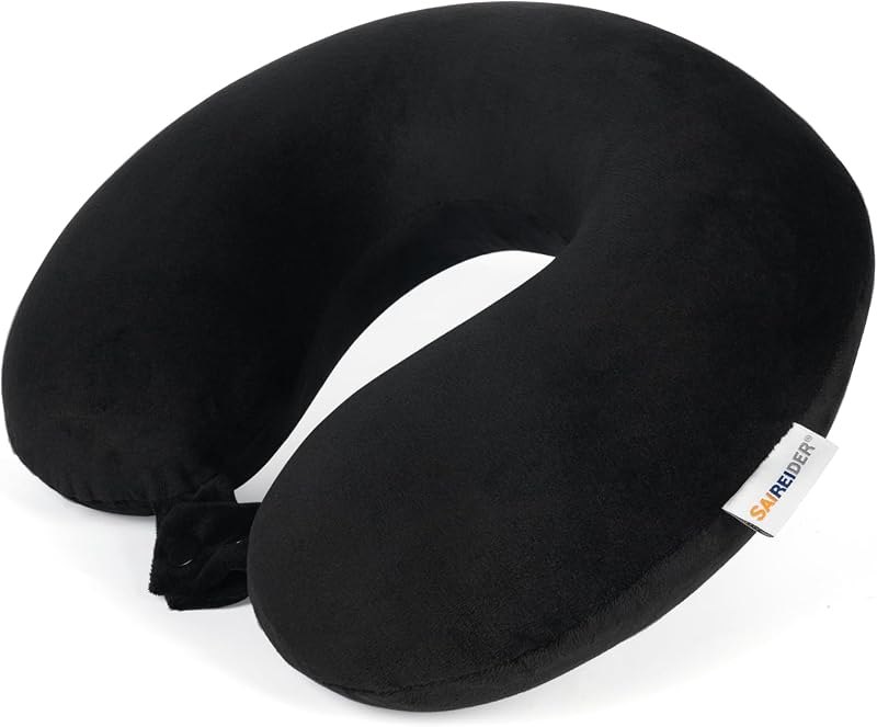 SAIREIDER Travel Pillow 100% Pure Memory Foam Travel Neck Pillow, Airplane Pillow for