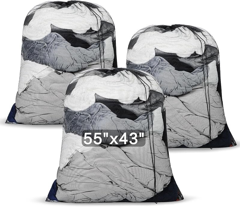 3 Pack Extra Large Mesh Laundry Bags 55" x 43" XL Mesh Laundry Bags — mesh laundry bag replacement for mesh laundry