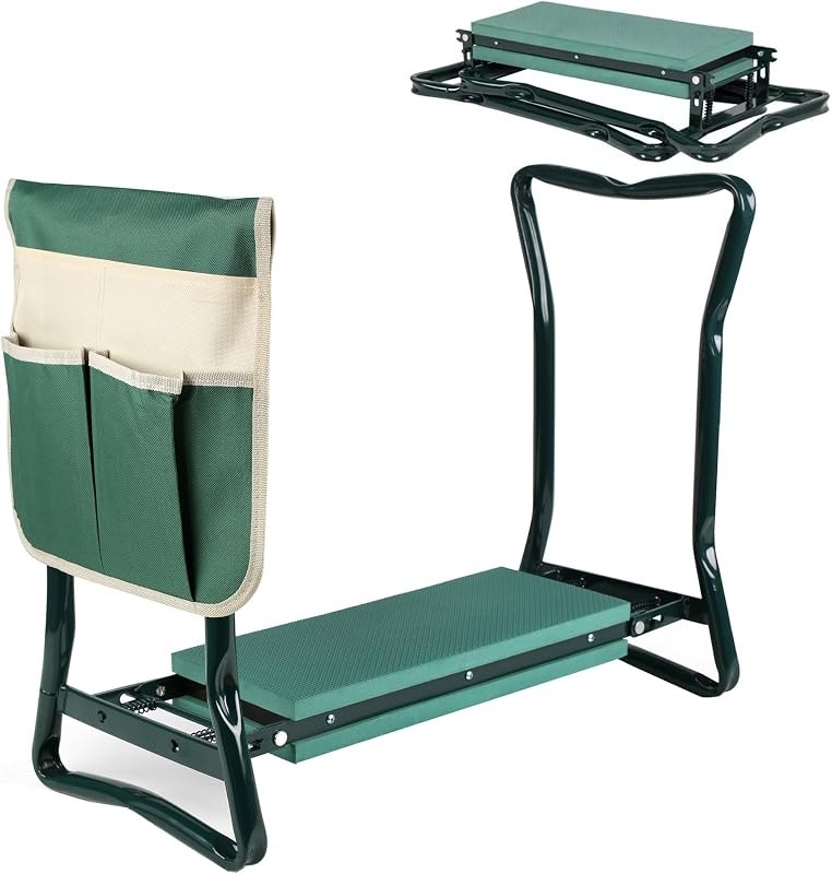 Roixeeds Garden Kneeler and Seat Foldable Gardening Bench Stool with Tool Bag Pouch EVA Foam Pad Outdoor Practical