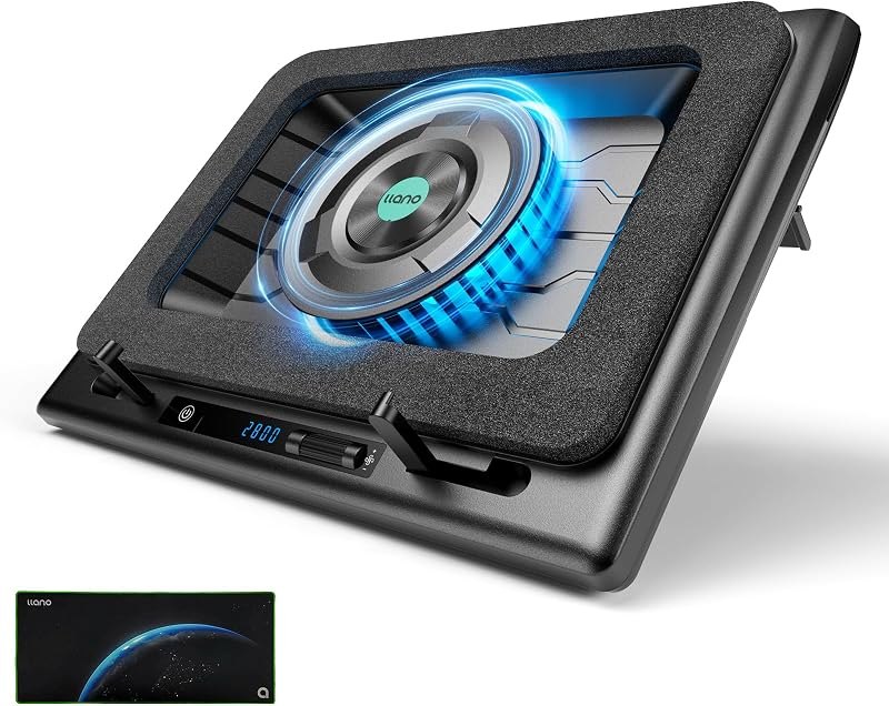 llano Gaming Laptop Cooler, V12 Laptop Cooling Pad Stand — cooling for best laptop stand under 40