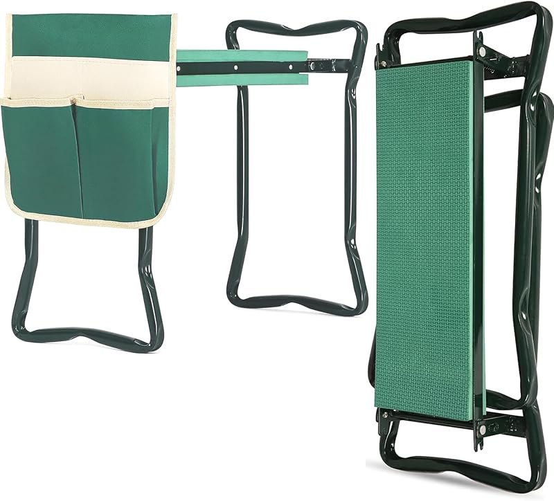 Heavy Duty Foldable Garden Kneeler and Seat with Tool Pouch, Green — garden kneeler kit for garden kneeler under 30