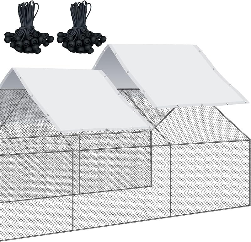 VitalCozy 2 Pcs Chicken Run Coop Cover Tarp 11.5 X 6.6 Ft White — Chicken Coop replacement for chicken coop