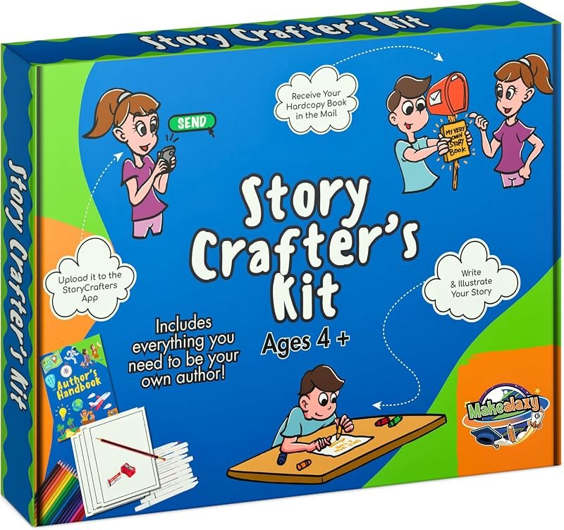 Story Crafters - Book Making Kit for Kids - with Custom Printed Hardcover Storybook - Write Draw a Storybook - Gift
