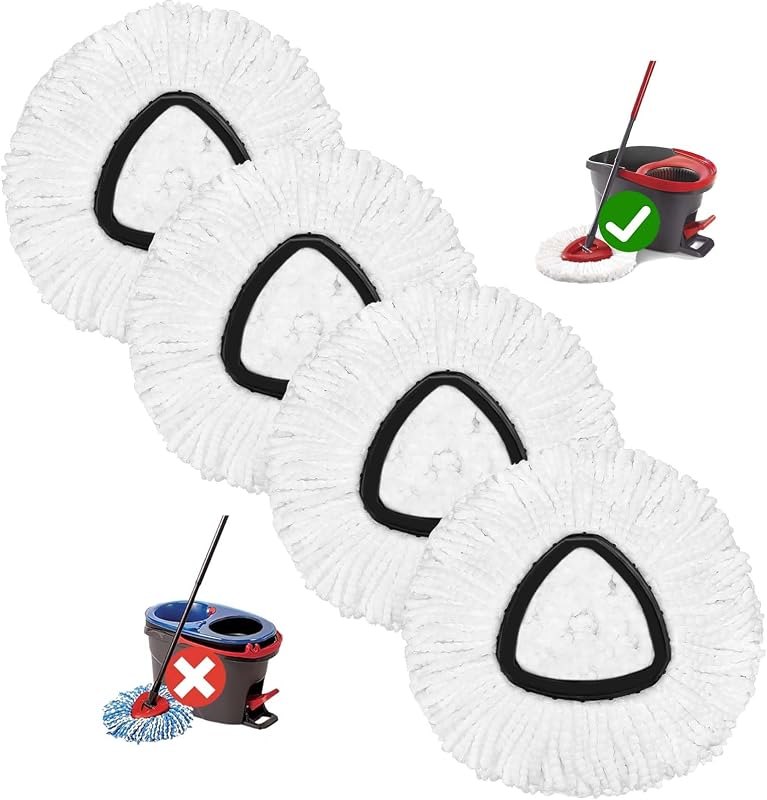 4 Pack Mop Replacement Heads for O-Ceda Mop Replace Head Spin Mop Heads Replacements, Microfiber Spin Mop Refills