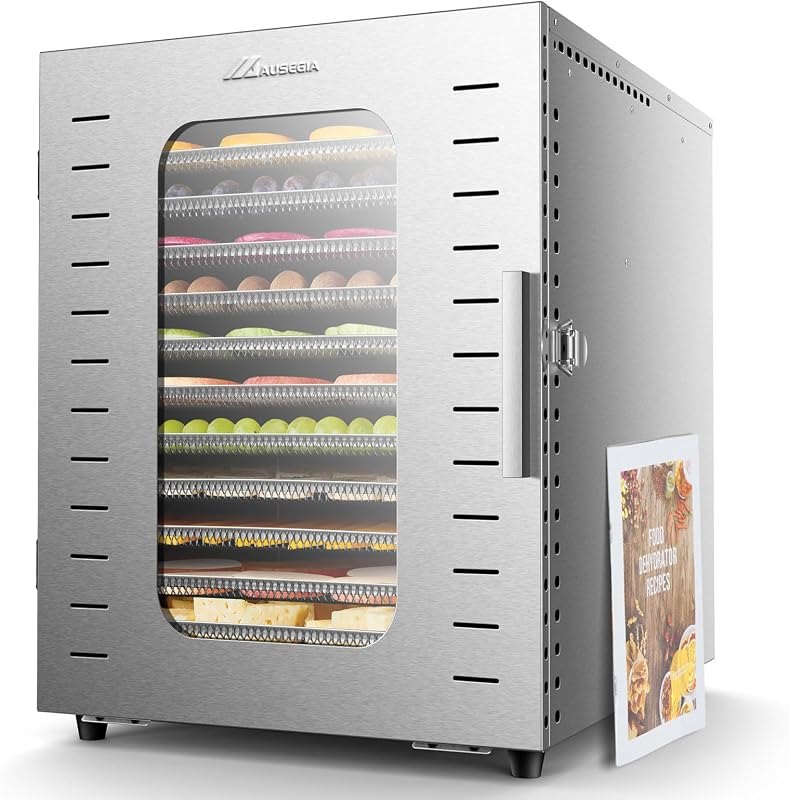 Commercial Large 12 Trays Food Dehydrator, Usable Area up to 22.67ft², 1200W Full Stainless Steel Dryer Machine, up to