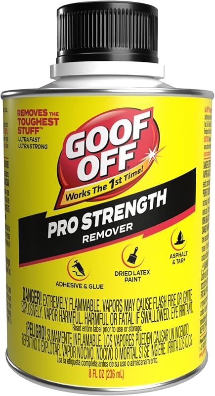 Goof Off Pro Strength Remover, Adhesive & Glue Remover for Dried Latex Paint, Caulk, Stickers, Decals, Tar, Asphalt -