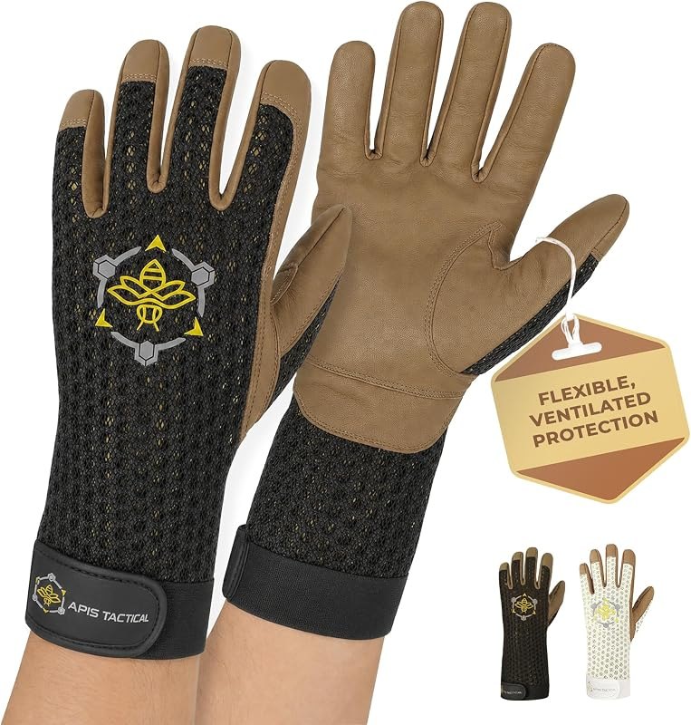 Heavy Duty Beekeeping Gloves,Extended Cuff, 5mm Cowhide with Patented Ventilation Beekeeping Supplies — goatskin bee