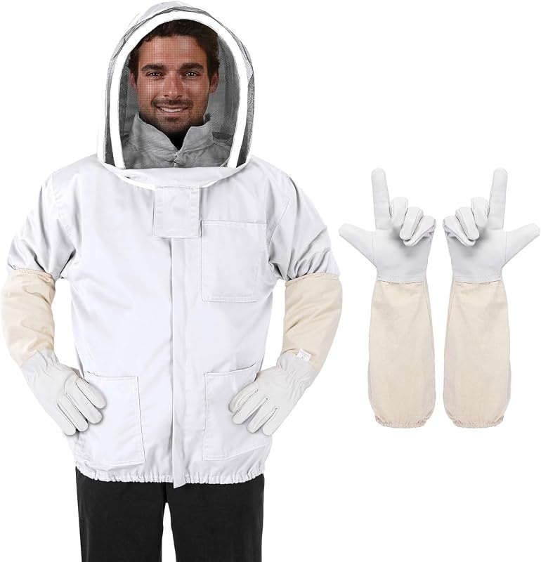 Beekeeper Jacket Beekeeping Jacket with Fencing Veil & Gloves — beekeeper jacket for bee suit with veil under 30 budget