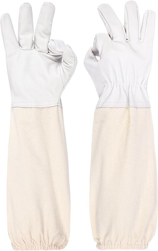 Bee Gloves Goatskin Beekeeper Gloves Long Cuffs Hive Work Gear — goatskin bee gloves for bee suit with veil under 30