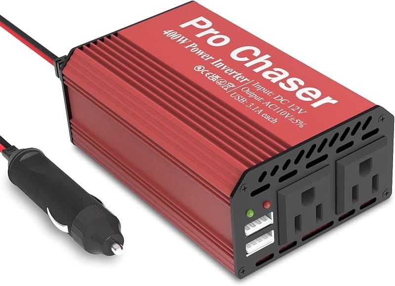 Pro Chaser 400W Power Inverters for Vehicles DC 12v to AC 110v Car Inverter — inverter for best car organizer best rated