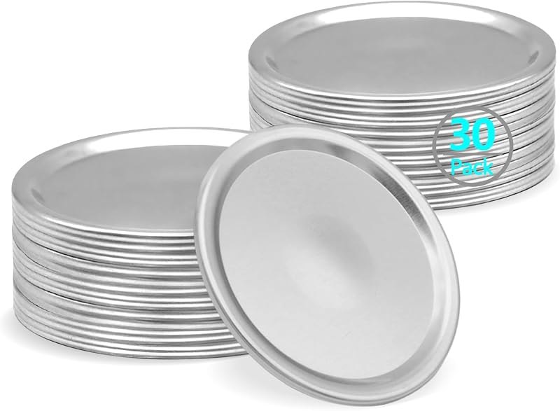 VIBRATITE 30 Count 70MM Regular Mouth Mason Jar Canning Lids — mason jar lids regular mouth pack for mason jar lids