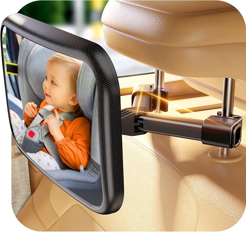 TAZENI Baby Car Mirror for Rear Facing Car Seat, Patented Stable Hook Clip — best baby car seat mirror for baby car