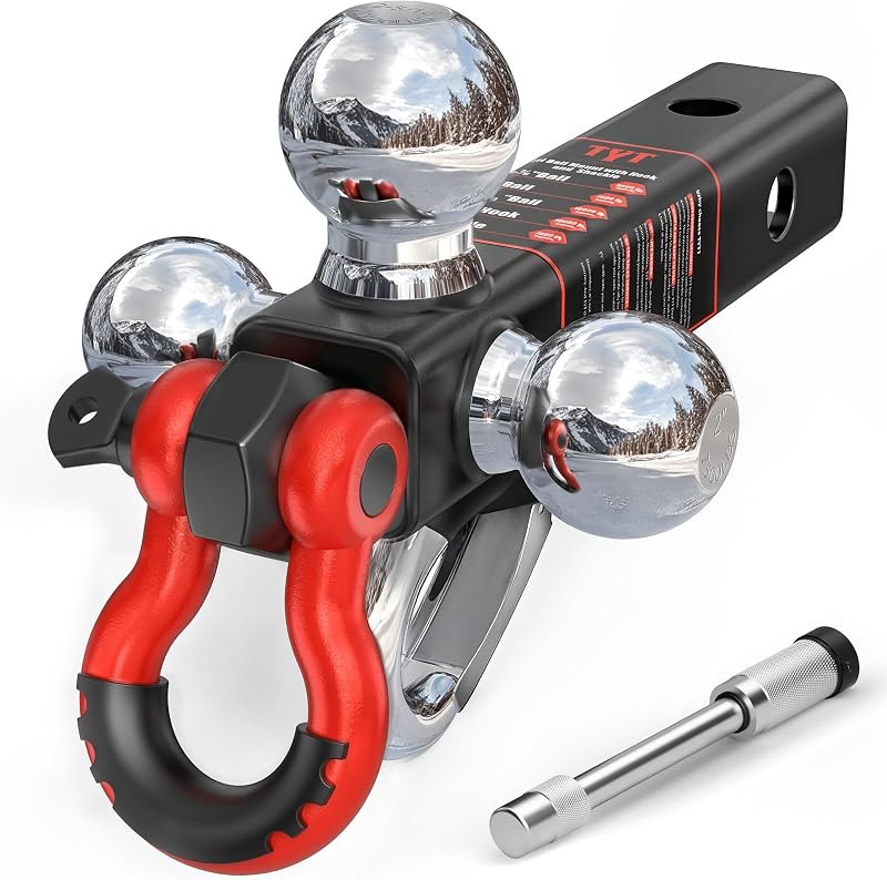 TYT 5-in-1 Tri-Ball Hitch Ball Mount for 2-Inch Receiver, 10,000 lbs GTW — trailer-hitch-pack for trailer hitch