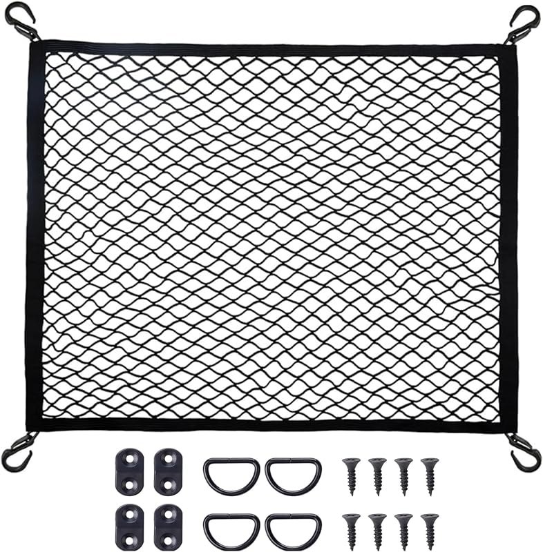 Cargo Net Car with Hooks Adjustable Highly Elastic Storage Organizer Net — trunk net for best car organizer travel