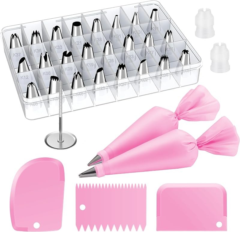 Kootek 32 Piping Bags and Tips Set Frosting Piping Kit for Beginners & Pros — Baking refill for baking kit