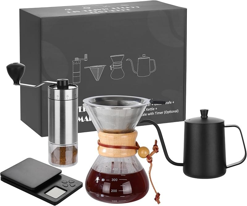Coffee Pour Over Set, Dripper Pour Over Coffee Maker Kit with Kettle