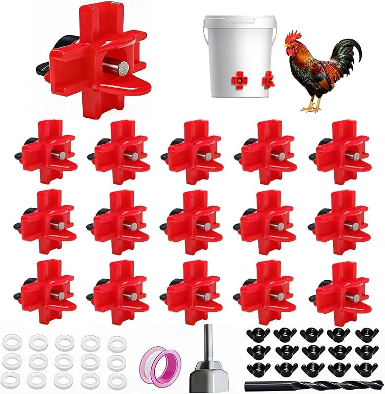 15 Pack Horizontal Chicken Waterer Nipples,Leakproof Chicken Nipple Water for Poultry Coop, Durable ABS Plastic &