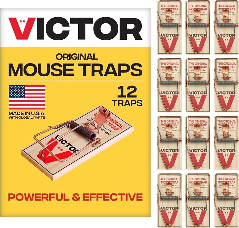 Victor Metal Pedal Mouse Traps, 12-Pack, Reusable Wooden Snap Traps — snap trap for no see mouse trap