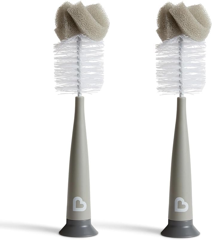 Munchkin® Sponge™ Bottle Brush, Modern Design, 2 Pack, Grey — Monitors, bottles, and kid gear with for monitors