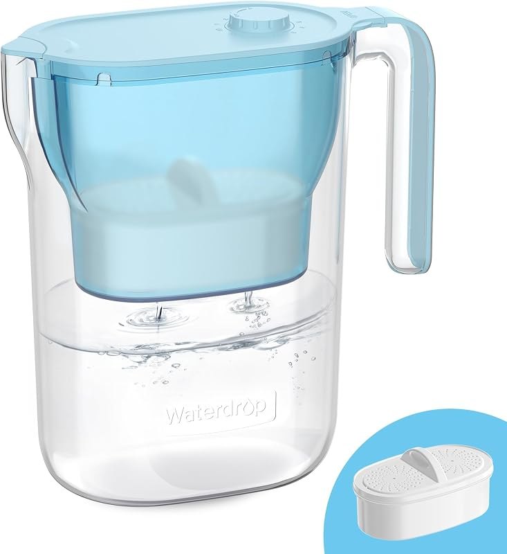 Waterdrop PT-05B-L Water Filter Pitcher, 7-Cup, NSF Certified, Blue — filter subscription alternative for merv 13