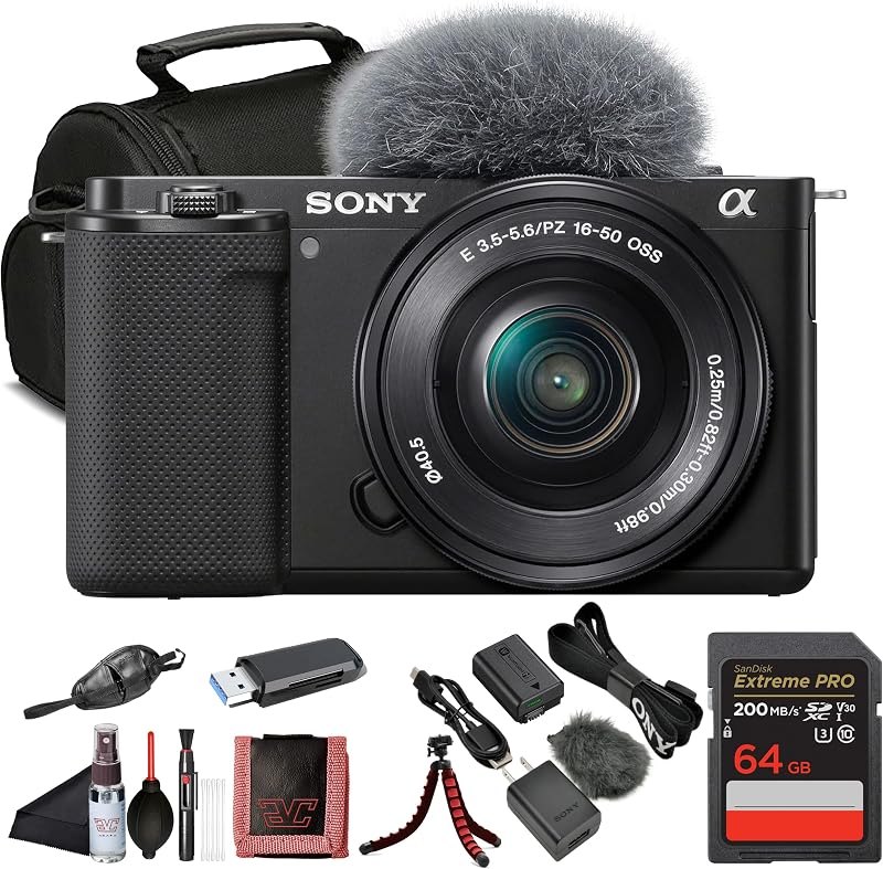 ZV-E10 Mirrorless Camera with 16-50mm & Card Reader (Black) Bundle — Sony for best beginner mirrorless camera under 40