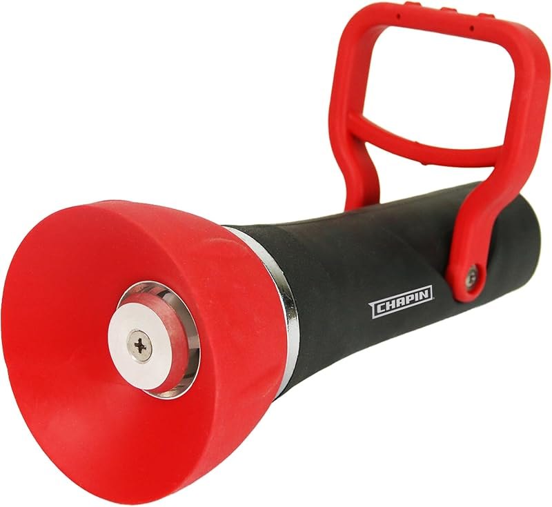 Chapin 4697: Industrial High Flow Firefighter Style Garden Hose Nozzle, Classic Fireman Style Grip Nozzle with