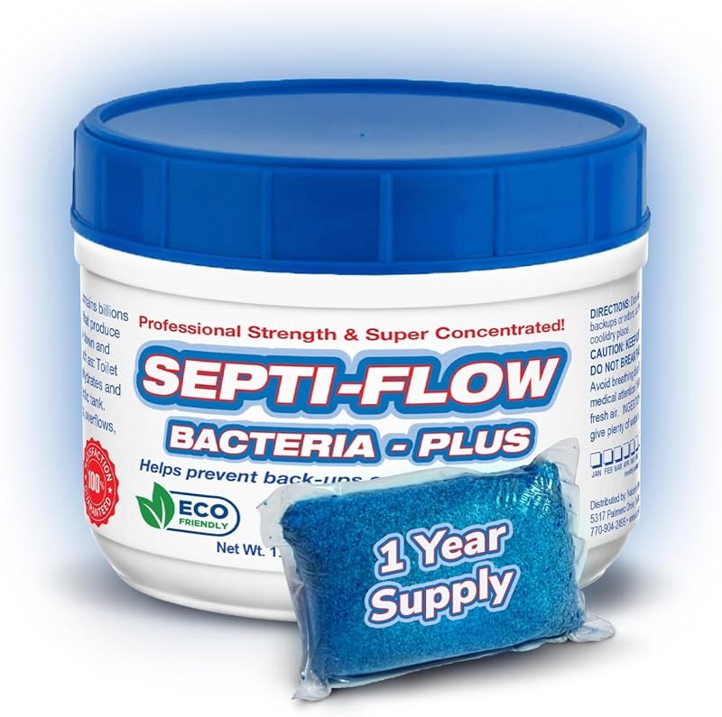 Septi-Flow Septic Tank Treatment Enzyme Pods, Made in USA - 1 Year Supply — enzyme drain cleaner kit for enzyme drain